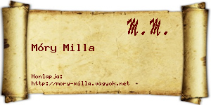 Móry Milla névjegykártya